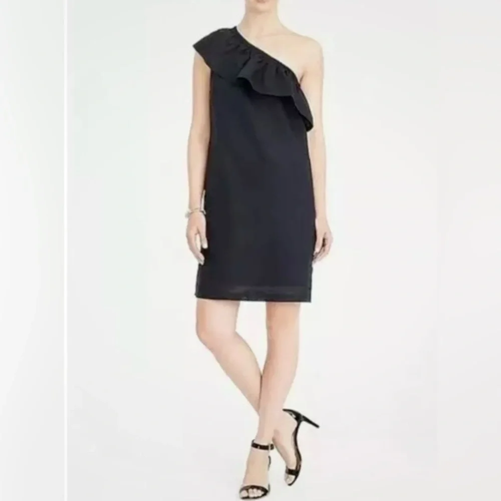 J. Crew Ruffle One-Shoulder Linen BlendvDress - Picture 1 of 6